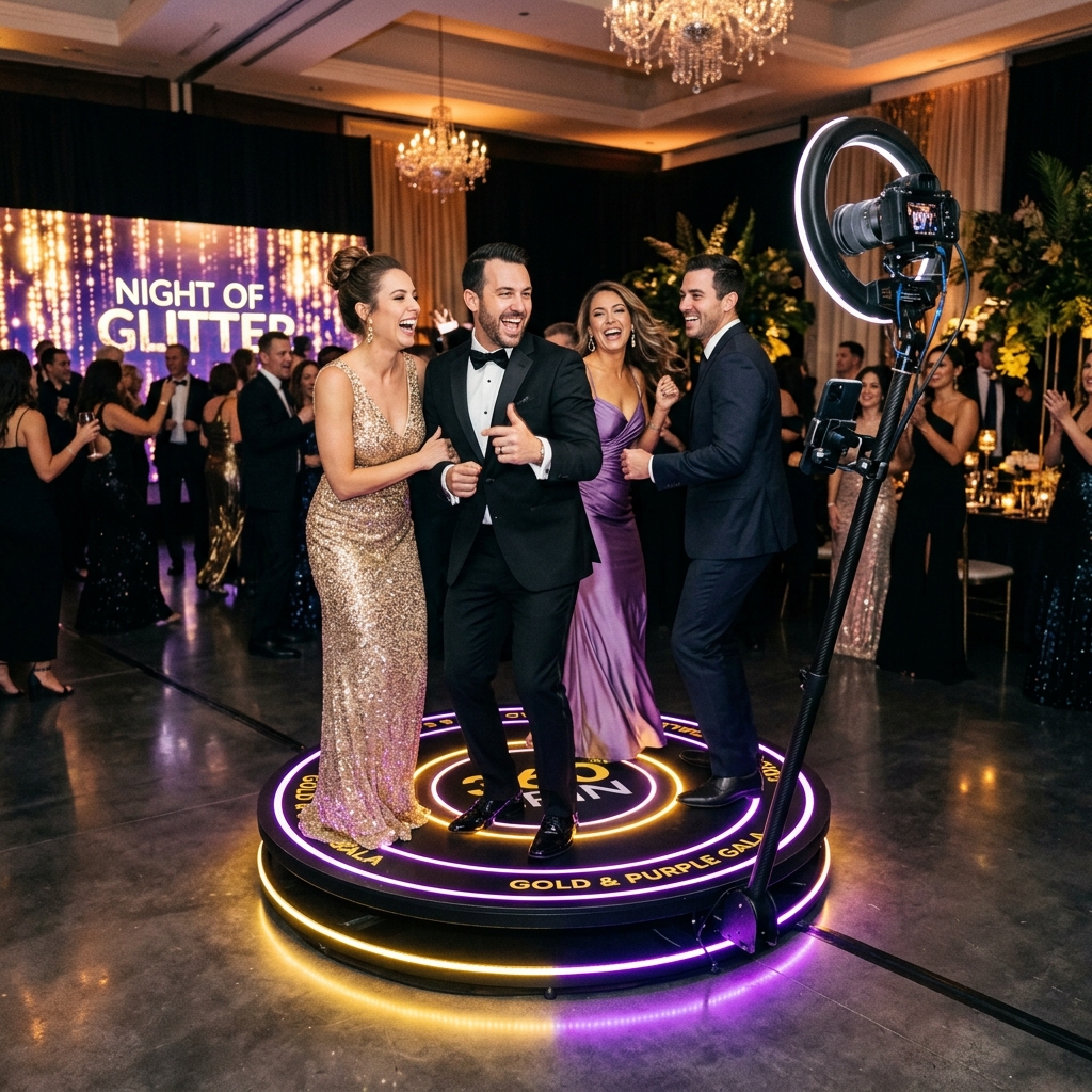 The Rock 360 rotating slow-motion video booth setup