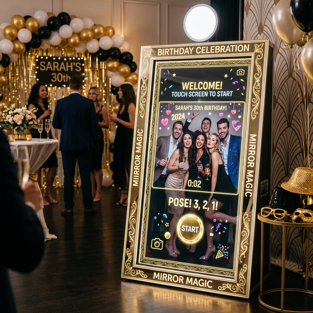 Luxe Mirror Lounge full-length interactive touch screen photo booth