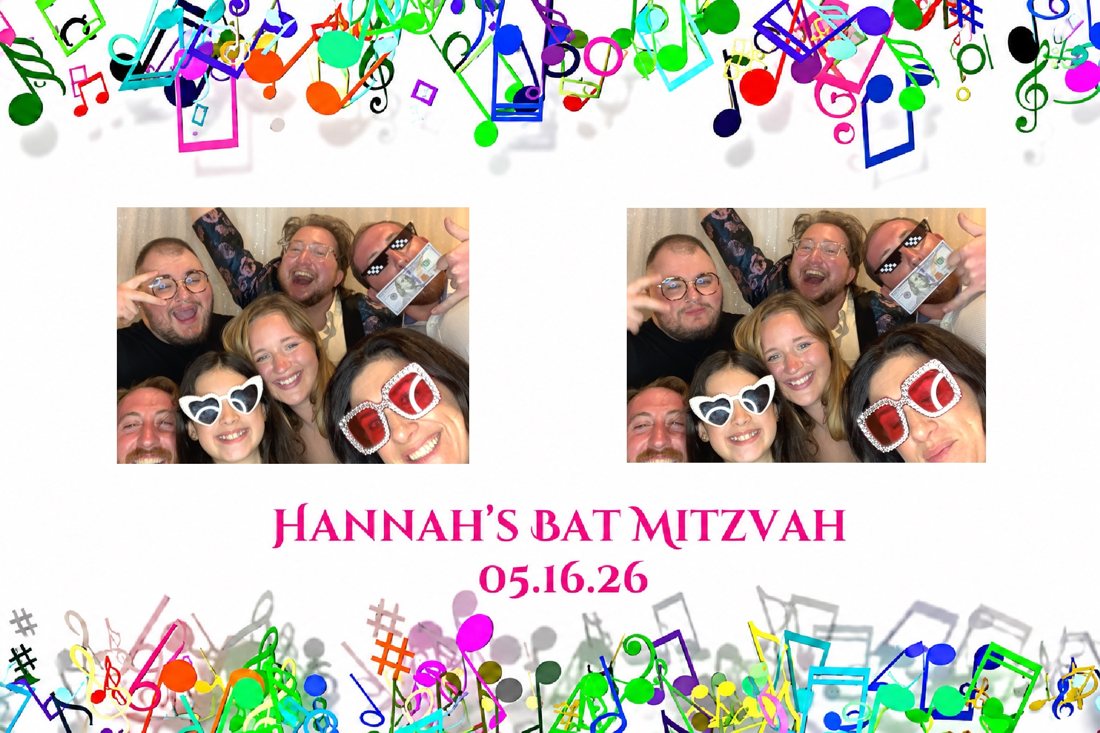 Family laughing together with fun props at a Bat Mitzvah photo booth